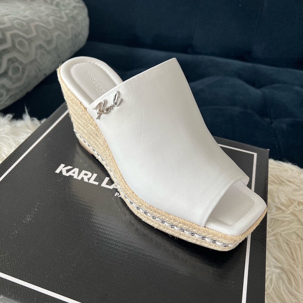 Brand new Karl Lagerfeld Paris Women’s Carissa Slip on Espadrille Wedge Sandal